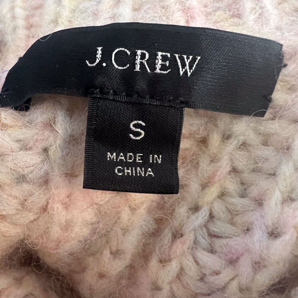 J. Crew Button Shoulder Mockneck Sweater Ivory Rainbow Mauve Supersoft Small - Picture 7 of 10